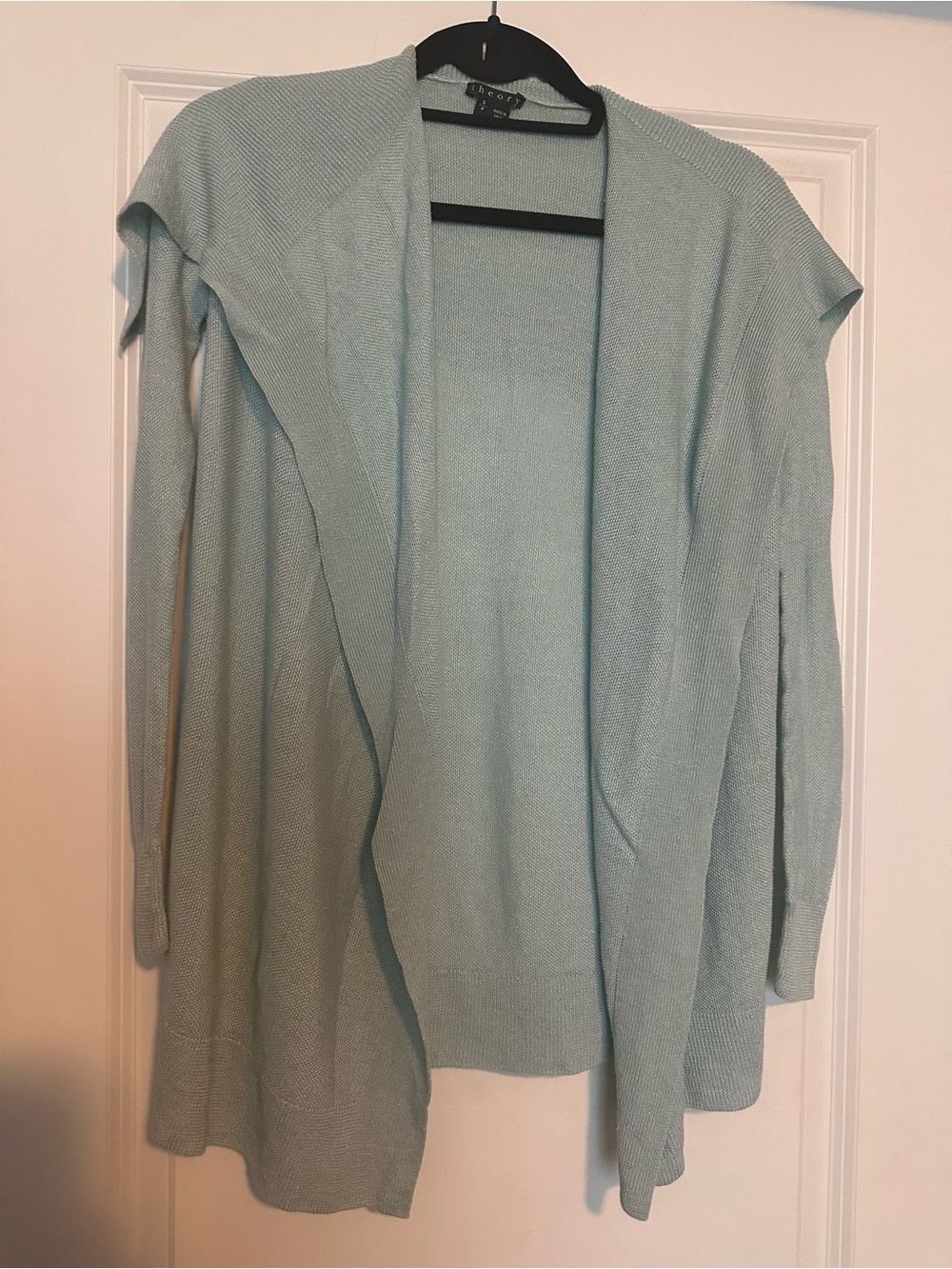 Theory Linen Blend Cardigan Winxie Sag Harbor Cardigan Mint Green Size S